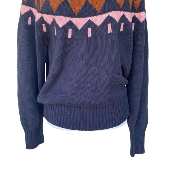 Free Assembly Fair Isle Sweater Womens Large Navy Blue Midweight - Picture 3 of 14
